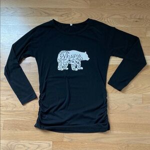 Mama Bear M Maternity Black Long Sleeve Shirt